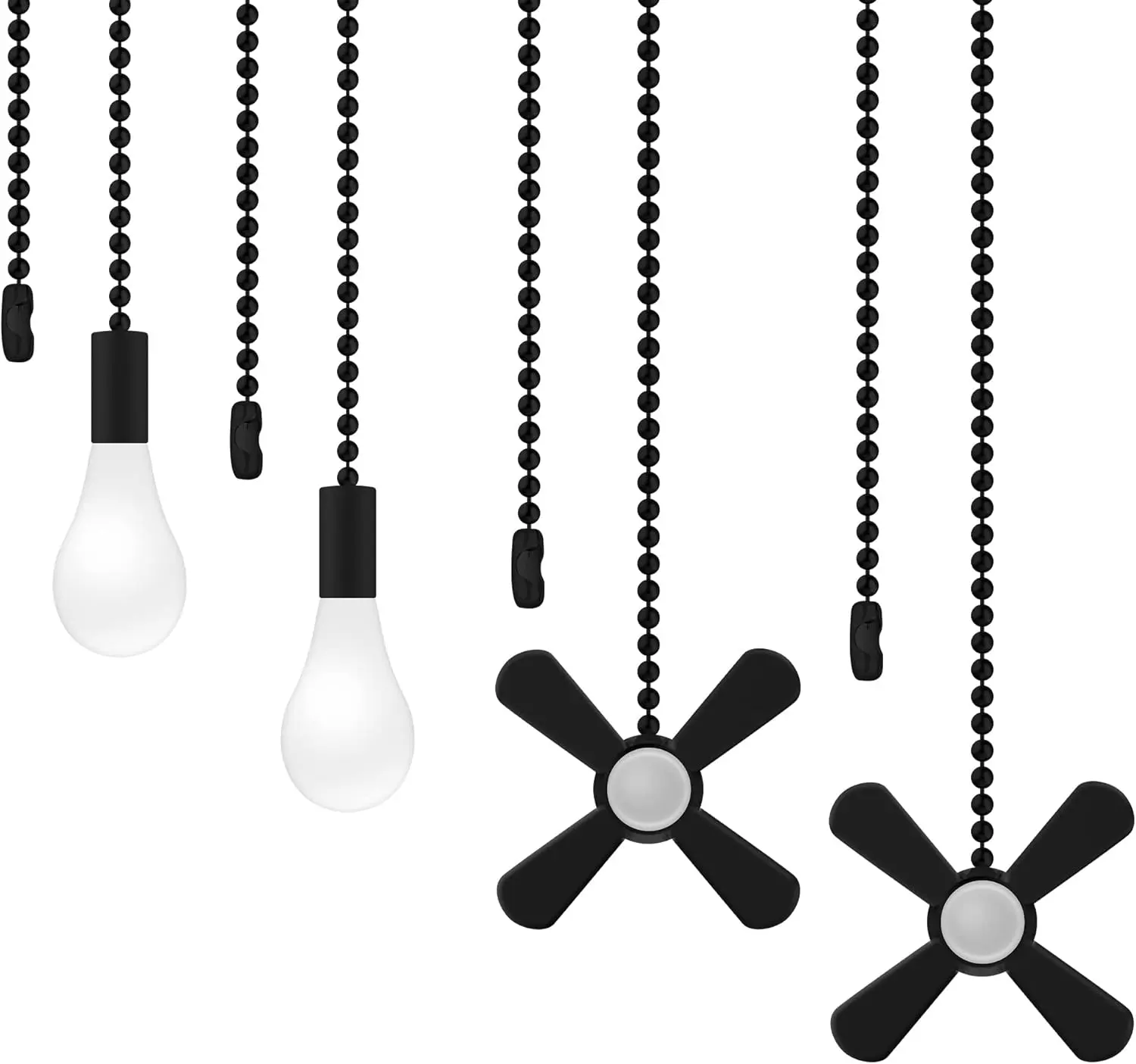 Ceiling Fan Pull Chains With Decorative, 4 count Of Black Ceiling Fan Chain Extenders 13.6 Inches Fit All Standard Ceiling Fans And Light FixturesPull Chain Extension With Connector.
