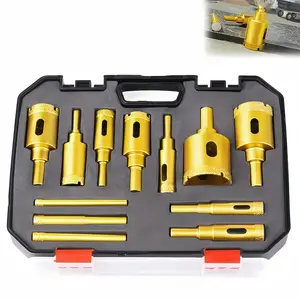 Diamond Coated Drill Bit Set, 12 Piece Hole Saw Kit for Glass Marble Granite Stone Tile Ceramic, Electric Tool Accessories, Core Drill Bits, Diamond Drilling Bits