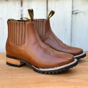 Men’s Tan Privo Leather Tractor Sole Ankle Boot - Western Boots for Men