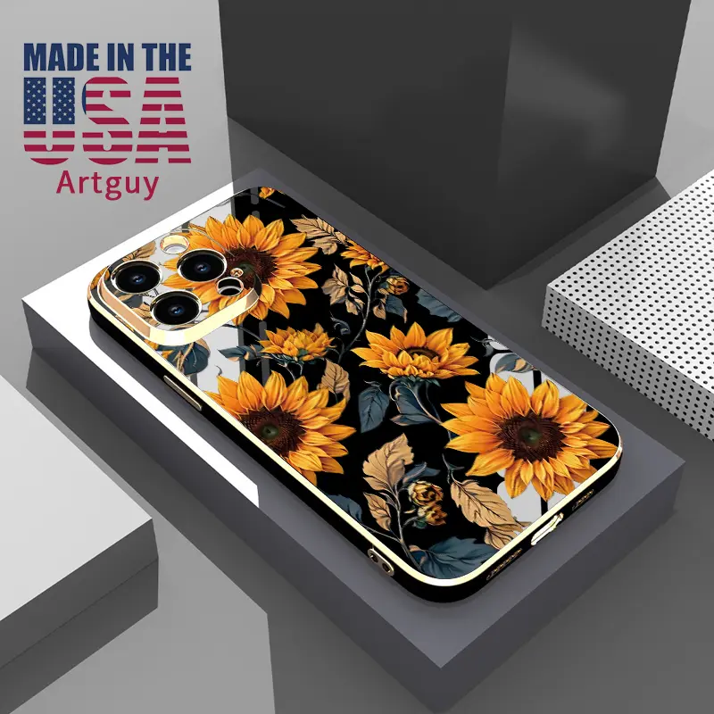 Sunflower Symphony Case for iPhone 16 15 14 Pro Max 13 12 11 XR XS Plus Shockproof Full Camera Protection Durable slim Silicone Cover