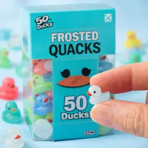 Frosted Quacks Mini Rubber Ducks 50 Pack Pastel Translucent Tiny Ducks Party Favors Prize Box Fillers Bath Sensory Toys Ages 6+