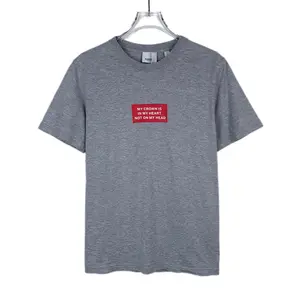 CALUXA- Burberry Grey Logo Print Cotton Crewneck Short Sleeve T-Shirt Size S