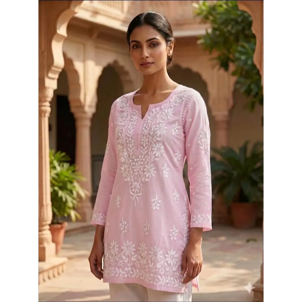 Rayon Short Chikankari Kurti
