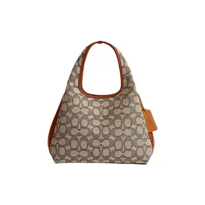 COACH Lana 23 Classic Magnetic Closure Tote with Jacquard and Leather Accents for Women in Brown