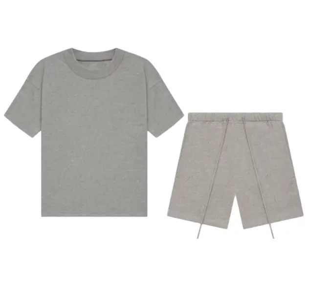 Men's 2-Piece Casual Clothes Set - Dark Oat Crew Neck Short-Sleeve T-Shirt, Above the Knee Shorts, Simple Look Menswear, Machine Washable, Plain Stylish Suits Formal Tropical, Shortsleeve Beige Crewneck Grey Round Neck, M, Xs, Comfy Oat Shorts