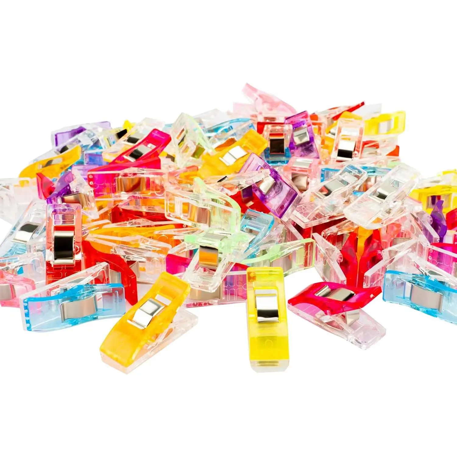 100 Pcs Synthetic Multi-Use Reusable Sewing Clips, Easy-to-Use Transparent Plastic Sewing & Quilting Supplies, Helps See Layers of Fabric, Alternative to Pins, for Bag Binding & Crafts, Assorted