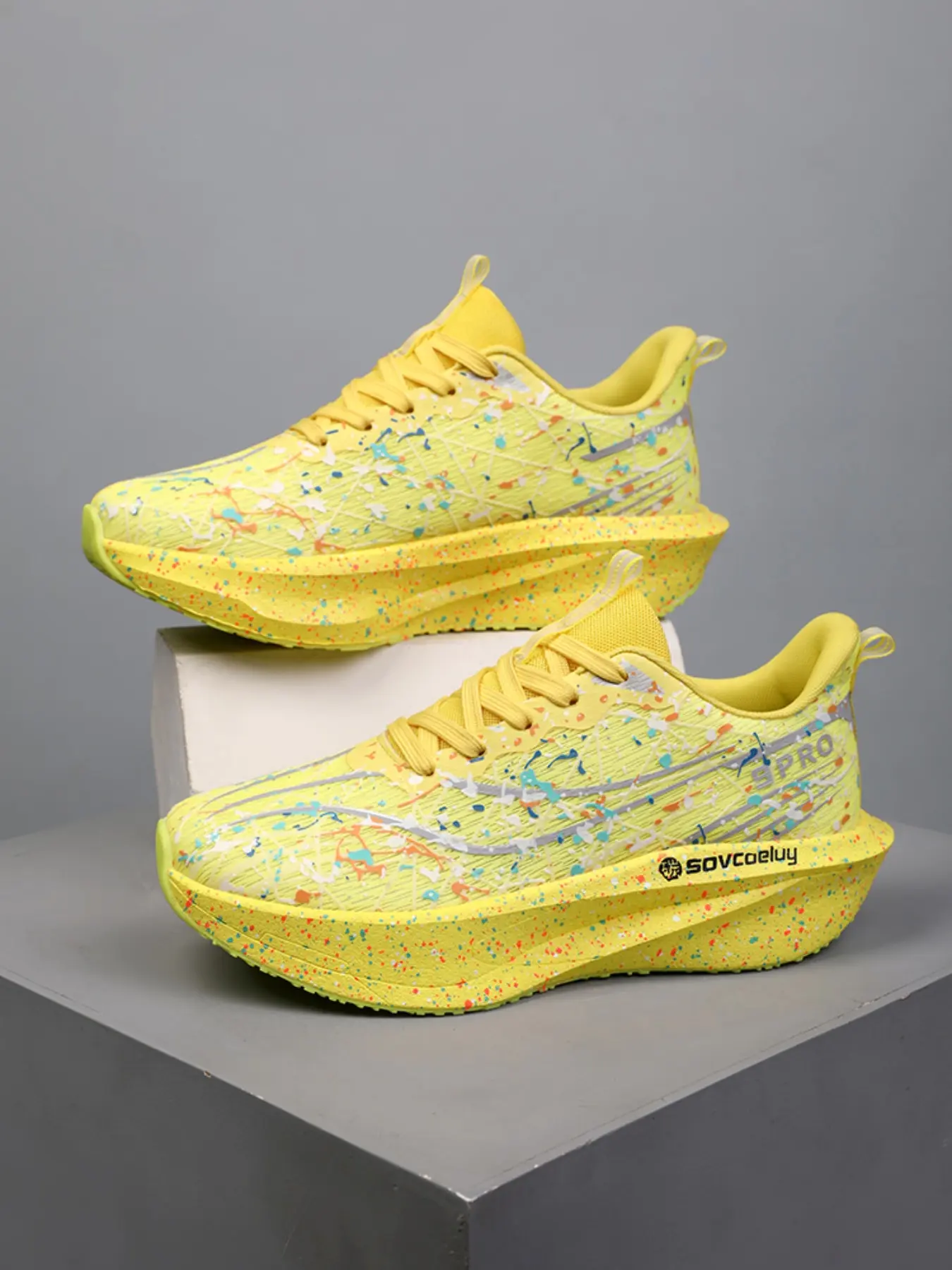 Women's Colorful Sporty Running Shoes, Graffiti Design, Thick Sole, Breathable Ice Silk Fabric, Outdoor Sports & Daily Wear, Workout Sneakers, Colorblock Running Shoes, Sporty Running Fashion