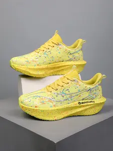 Women's High-Quality Colorful Sporty Running Shoes, Graffiti Design, Thick Sole, Breathable Ice Silk Fabric, Outdoor Sports & Daily Wear, Workout Sneakers, Colorblock Running Shoes, Trendy Running Shoes, Athletic Running Shoes