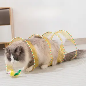 【Summervibes】Spiral Tunnel Cat Toy, Collapsible Spring Cat Tunnel with Feather & Bell, 20 Inch Foldable Indoor Kitten Self Play Toy, Interactive Stimulating Pet Accessory, Durable Fun Play Tunnel for Indoor Cats & Small Pets
