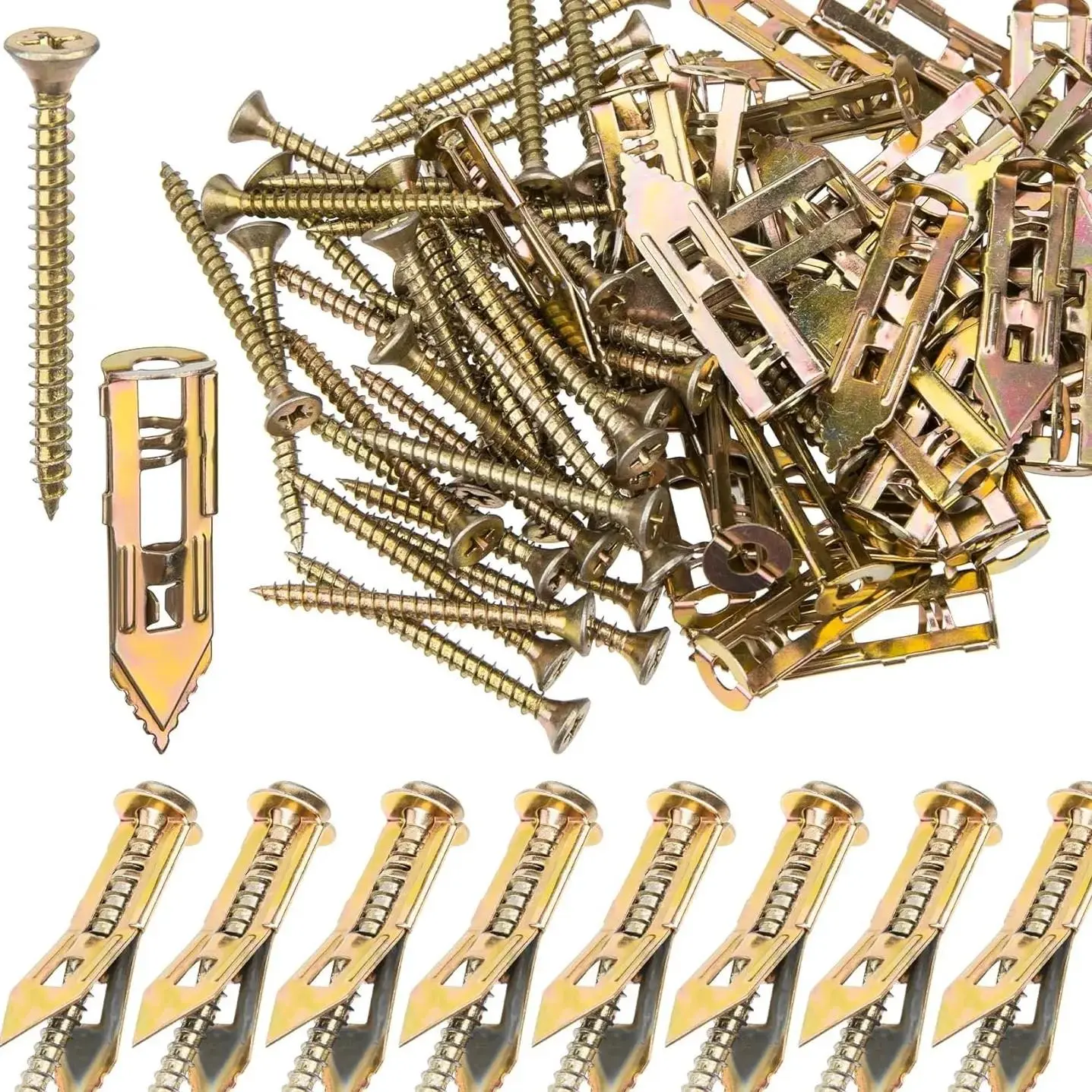 120-Count Drywall Self-Drilling Screw Anchors, Heavy-Duty Zinc-Plated Steel, Conical Tip, No-Drill Installation, Ideal for TV & Cabinet Mounting