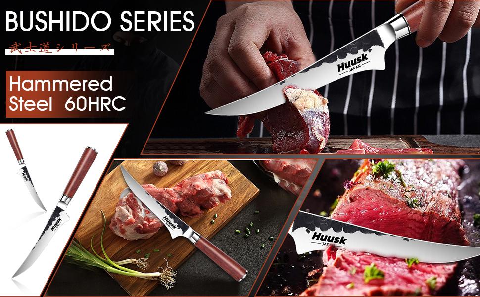 Huusk Hand Forged 6 Inch Fillet Knife with Rosewood Handle and Gift Box for Meat, Fish, and Poultry - Japanese Deboning Knife - Metal, Kitchen Knife, BlackFriday Christmas Gift