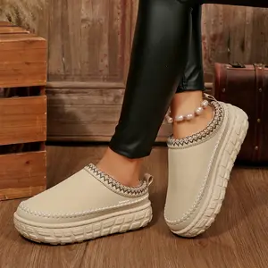 Womens Snow Ski Ankle Boots Platform Slippers with Fleece lined for Indoor Outdoors Shoes Winter Warm Mini Snow Boots