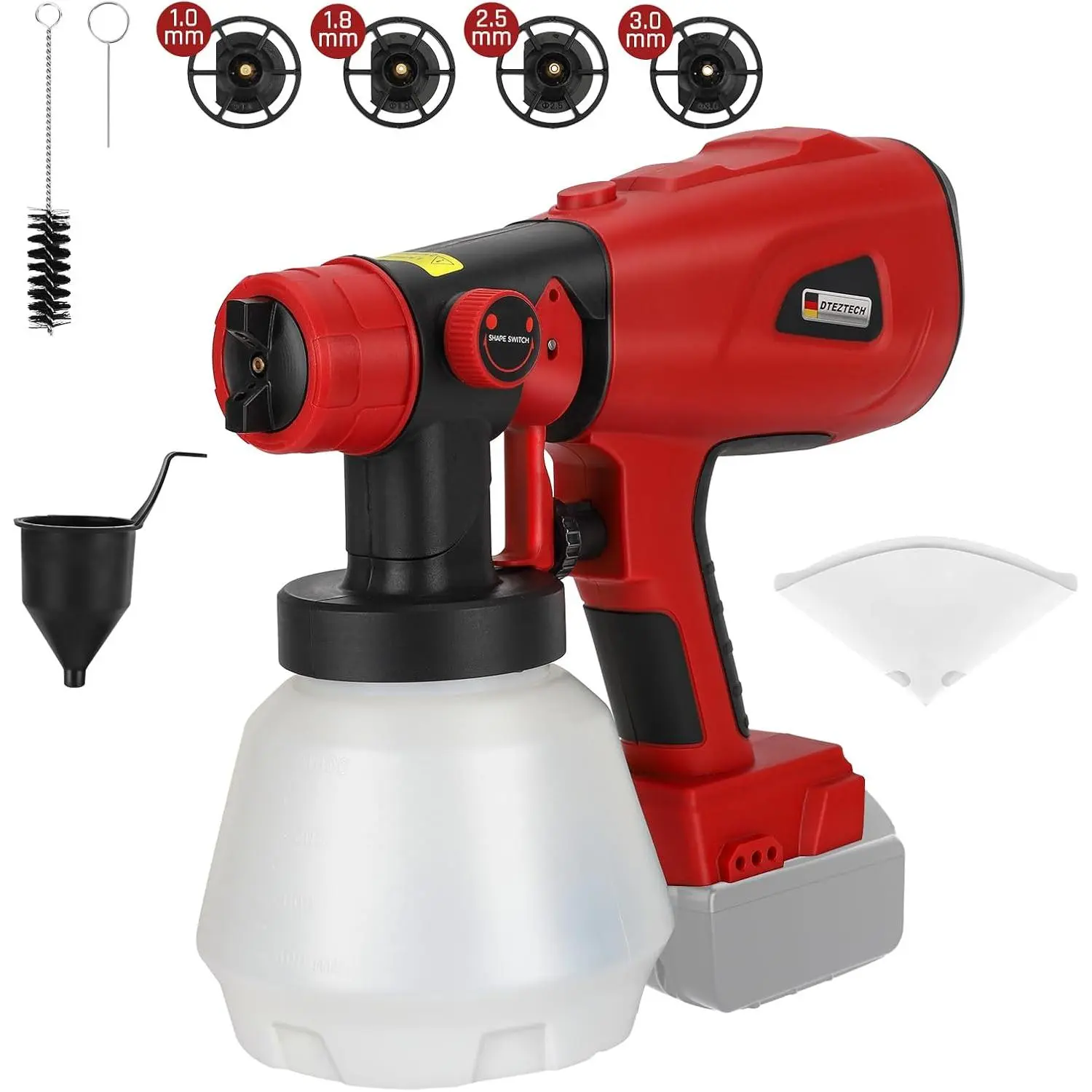 Cordless HVLP Paint Sprayer for Milwaukee 18V Battery - Brushless Motor Paint Spraying Tool, 4 Premium Copper Nozzles, 200W Power Efficiency, 10x35x9 Inch Portable Tool with Overload Protection (Battery Not Included, Ideal for Home, Furniture Projects), G