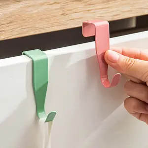 4pcs Easy Over-the-Door HooksColorful Over-the-Door Hooks - Easy Install, Metal Storage Hangers for Kitchen, Office, Bathroom Organizer, and Bathroom Accessories, Utility Hooks