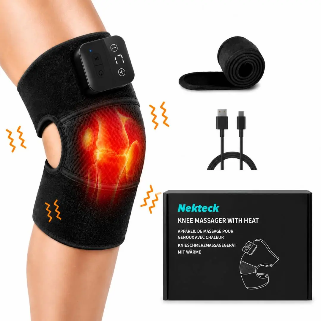 3 In 1 Cordless Heated Knee Massager - 5 Heat Levels 3 Massage Modes 2000mAh Rechargeable Type C Charging 20 Mins Timed Cycle Portable For Home Office Car Perfect Wellness Gift For Mom Dad Elder Family