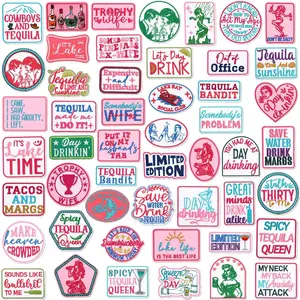 50 Pcs Themed Iron on Patches Applique with Words Embroidered Sew on Cloth Colorful Multiple Styles Patches for Clothes Hats Backpacks Jackets Accessories Souvenirs Gifts(Funny Bar)