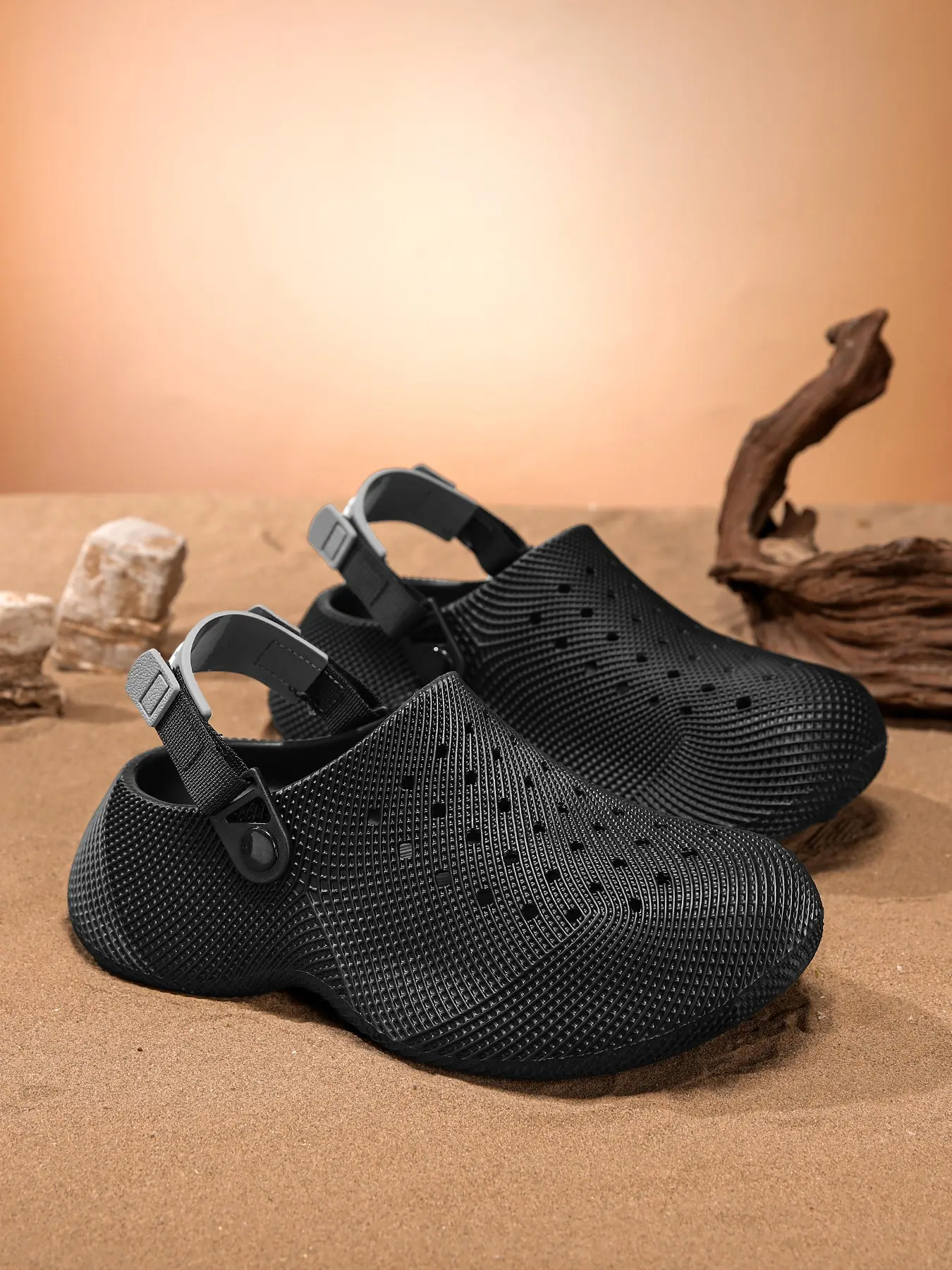 Unisex Eva Sandals, Striped Texture, All-Season Comfort, Adjustable Strap, Quick-Dry, Durable Design, Indoor Outdoor Use