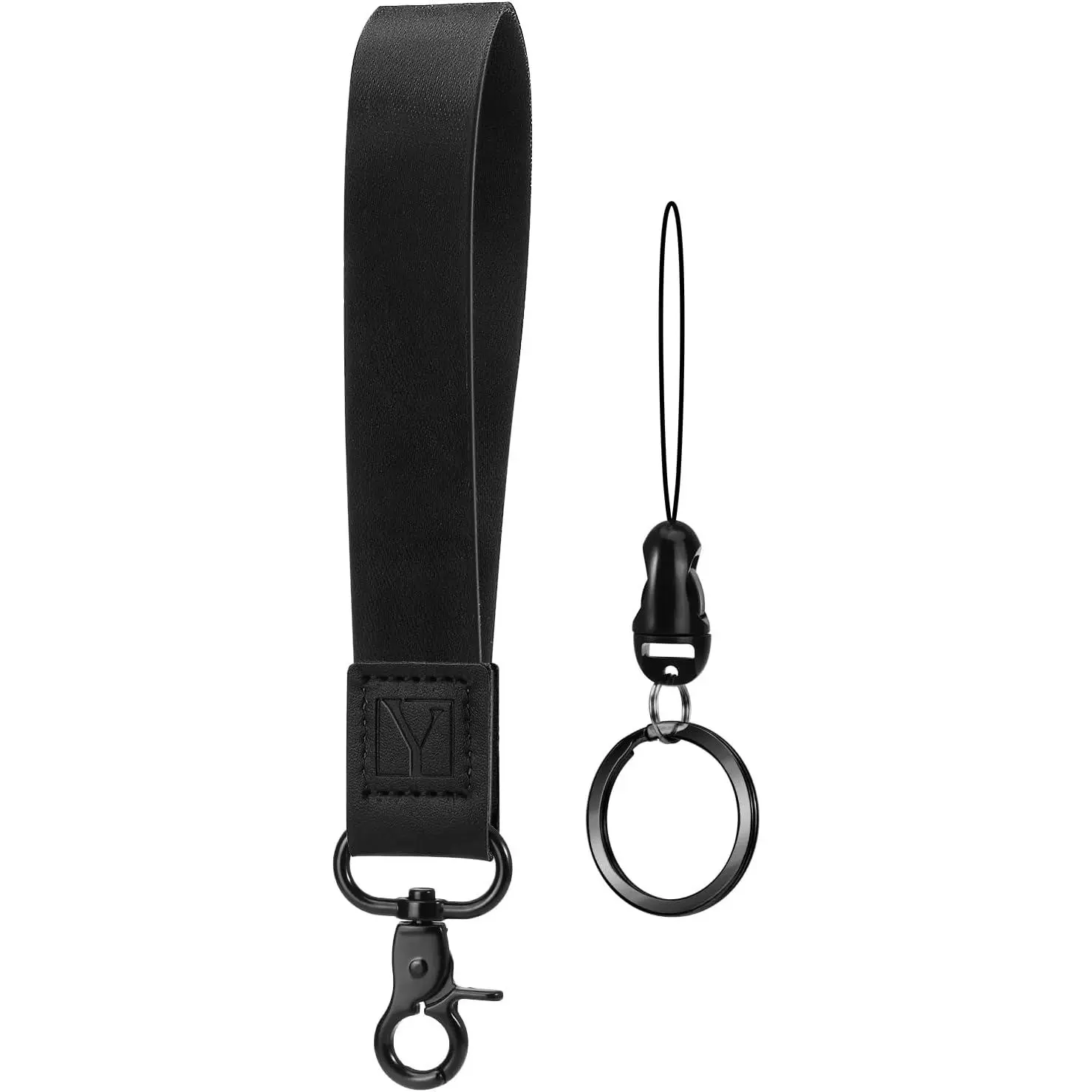 Wristlet , Short Chain for Women Men, Soft Wrist Lanyard Strap for   Phone Wallet, Pure Black