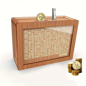 Wooden Coin Bank with Digital Counter, Adult Savings Goal Money Box, Holds Up to $10, Ideal Gift for Friends, Saving Challenge Box, Premium Wood Piggy Bank, Cash Saving Box, Cash Coin Jar