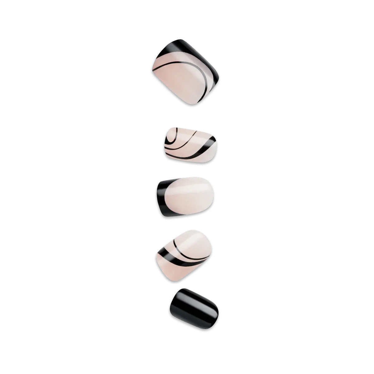 Impress Design No Glue Fake Press On Nails - Wide Fit - Black Dress | Design, Black, Wide Fit, Squoval, Manicure