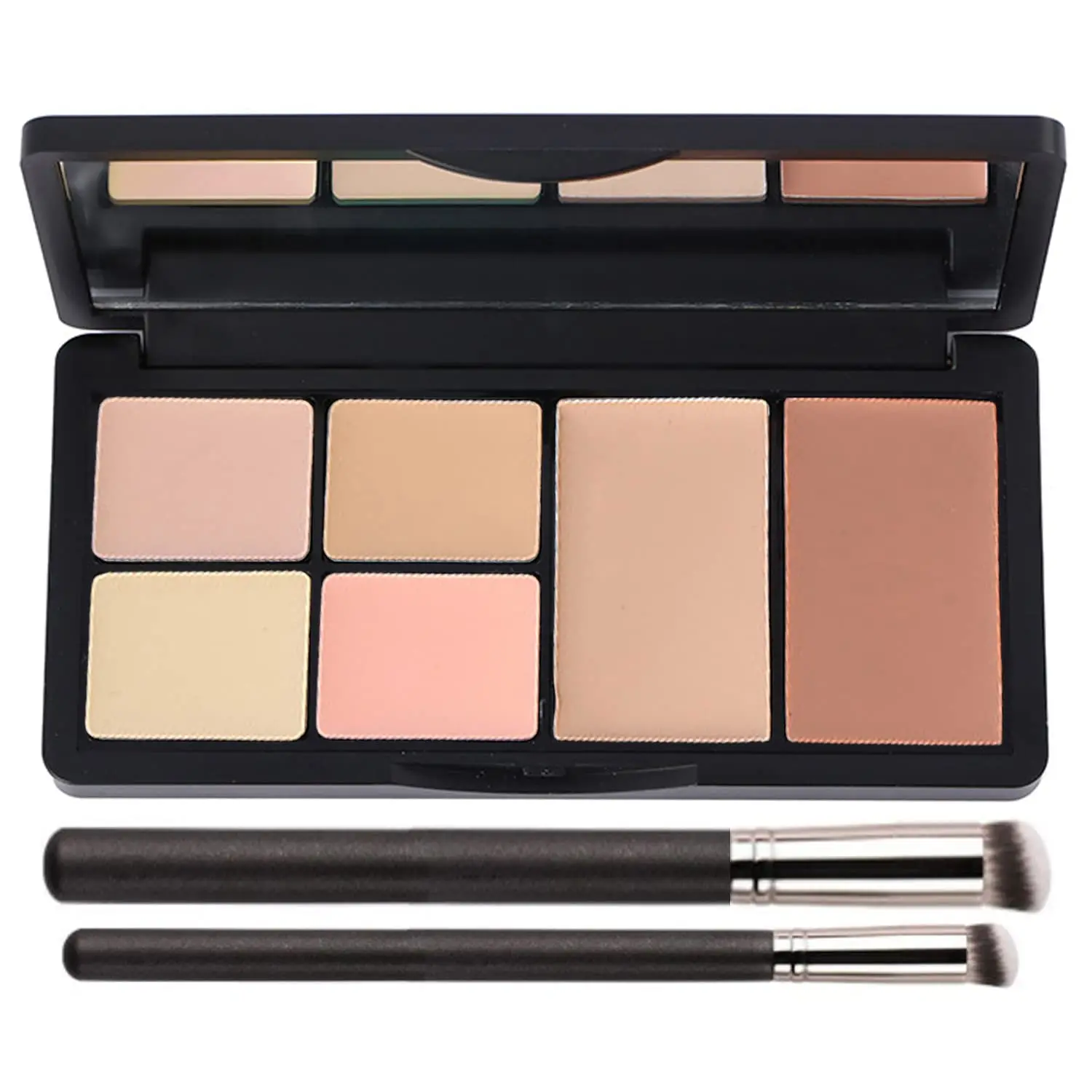 Concealer Contour Palette, 6 In 1 Color Correcting Concealer Contour Makeup Palette, Contouring Foundation Highlighting Makeup Kit for Dark Circles, Blemish With  Brush (2#)