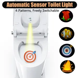Toilet Night Light Motion Activated Multicolor with Image Designs Choose Between 4 Images（AAA Batteries Not Included）
