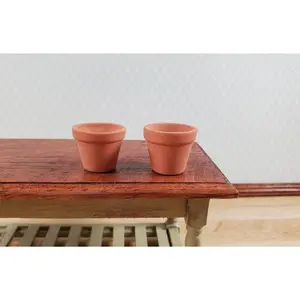 Dollhouse 2 Small Terra Cotta Planters Unglazed Clay Pots