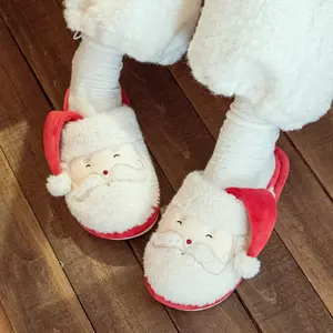Fuzzy Cute Christmas Santa Claus Slippers for Women Men Warm House Slide Indoor Outdoor Bedroom Girl Footwear Autumn Winter Casual Walking Shoes Girl
