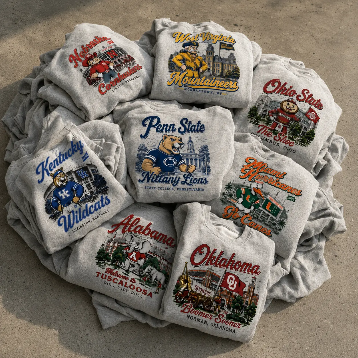 Vintage College Mascot Sweatshirt, Retro University Graphic Crewneck, Distressed Campus Spirit Pullover, Ash Grey Fleece Sweatshirt, Classic Collegiate Apparel, Cozy Unisex Gift for Students, Alumni and Football Fans