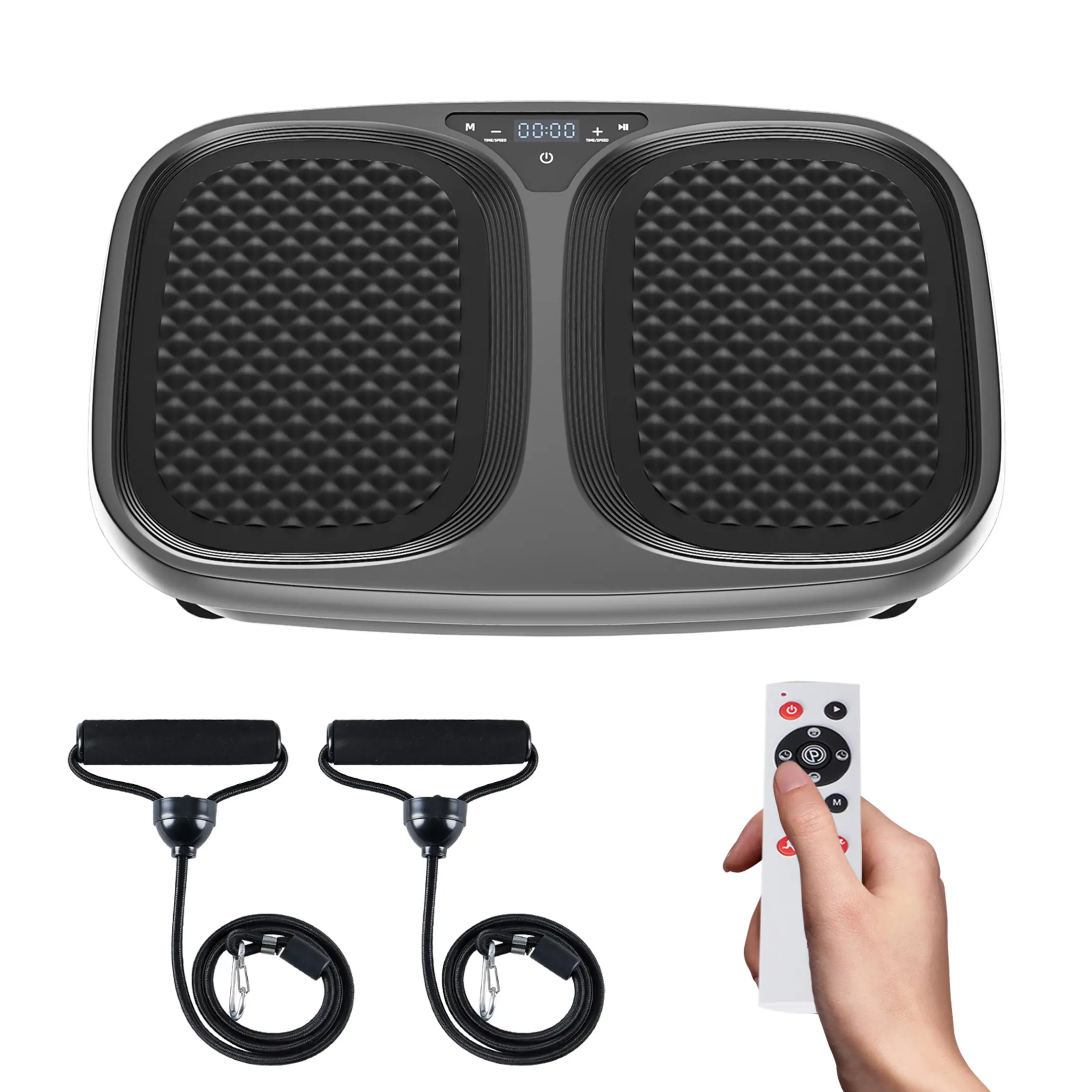Vibration Plate Exercise Machine – Full Vibrating Fitness Platform with Remote Control, 120 Speed Levels, 2 Resistance Bands – Portable Household Fitness Board