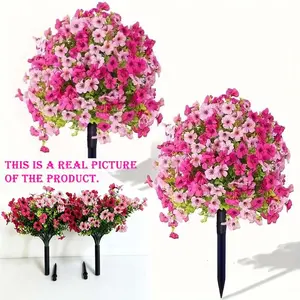 2 sets, high-quality outdoor simulation green tree belt ground stake straight plug flower, anti-ultraviolet plastic material, including ground stake bracket - suitable for garden, terrace, four-season decoration, Artificial Outdoor Flowers