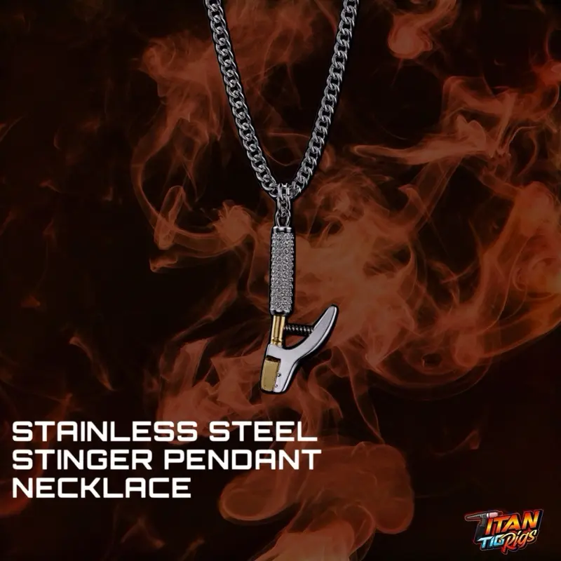 Stainless Steel Articulating Welding Stinger Stick Pendant Necklace - 1.5in Detail, 24in Chain, Unisex Solid Plated Luxury Jewelry for Welders, Choking Hazard Small Parts Notice, Metal Stick Detail, 1.5 Inches