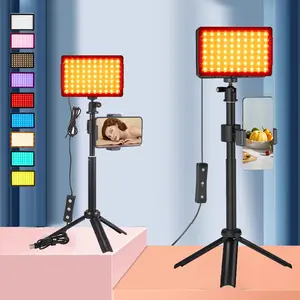 2-Pack Studio LED Video Light Streaming Lights Computer Light Camera Webcam Photo Lighting With Tripod Stand 9 Color Filters For Video Recording Filming Photography Video Conferencing Zoom
