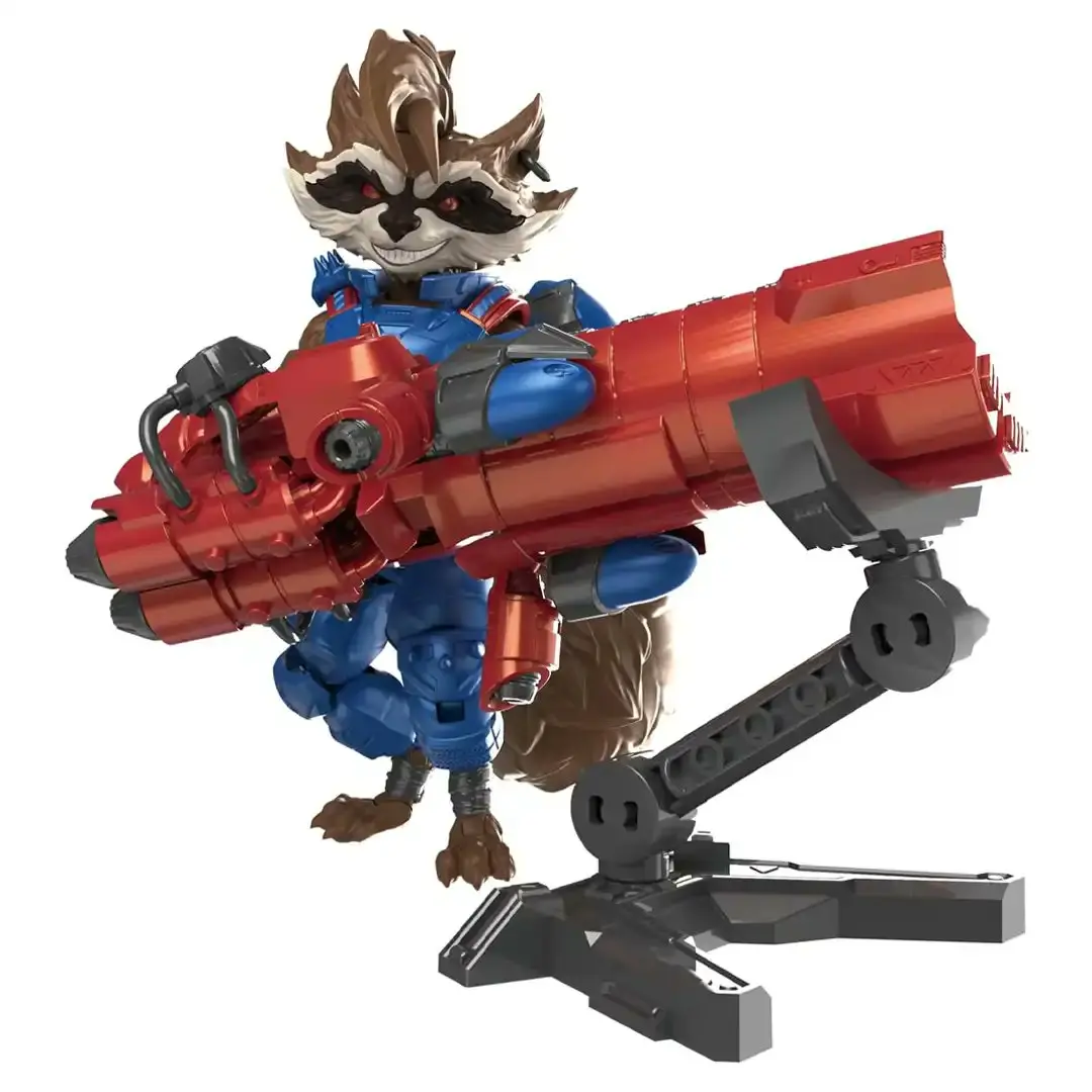 Blokees Marvel Rivals Rocket Raccoon Buildable Block Set - 3D Puzzle Model Building Kit, Interlocking Building Set, Articulated Character Figure, Detailed Sculpting for Collectors & Builders, 3D Puzzle Model Building Kits