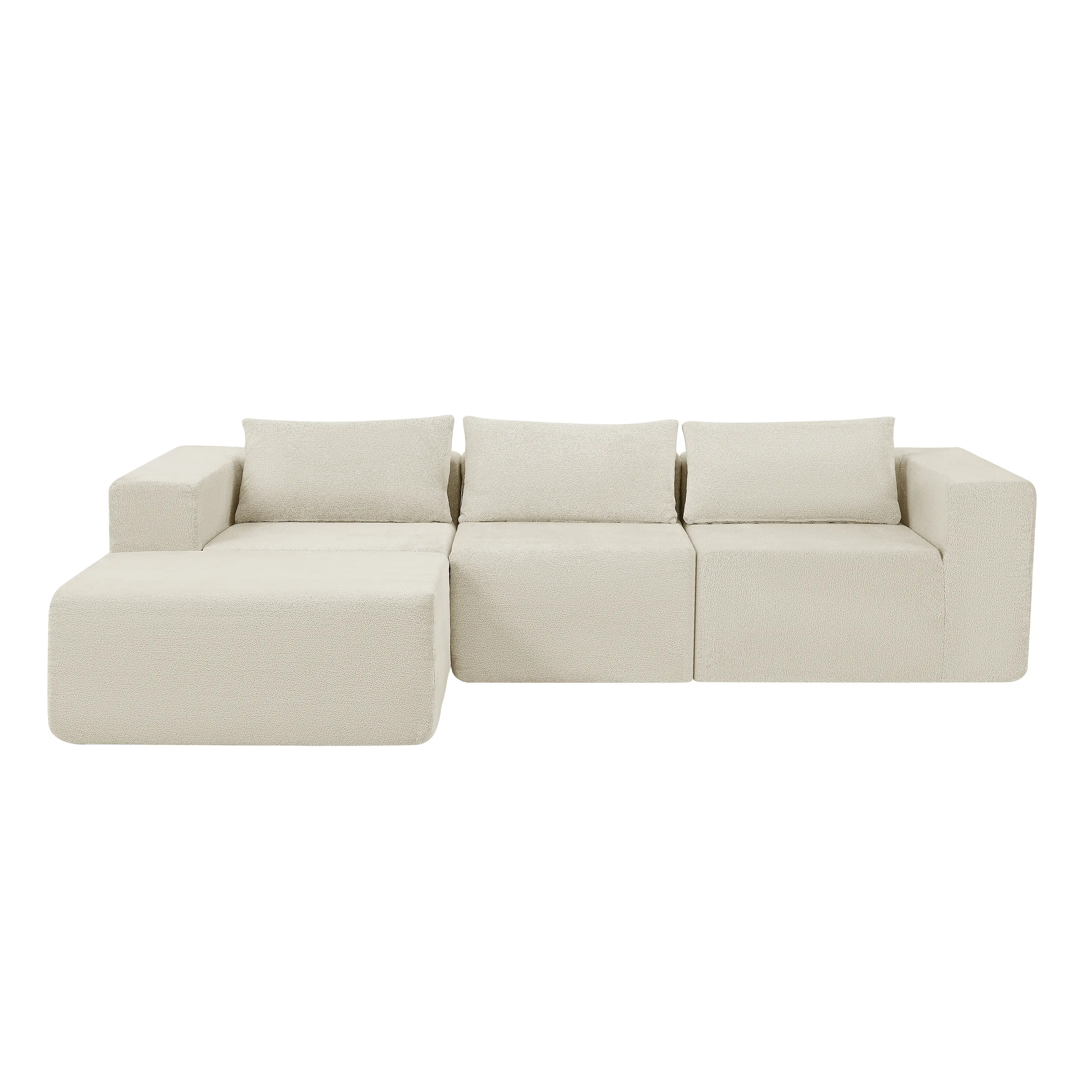 107" Compressed Sectional Sofa for Living Room, Khaki Fabric Couch with L-Shape Design, Space-Saving Modular Sofa Set for Apartment, Easy Assembly, 1-Pack, Living Room Furniture for Apartment, Lounge, Family Room, Office and Home Seating