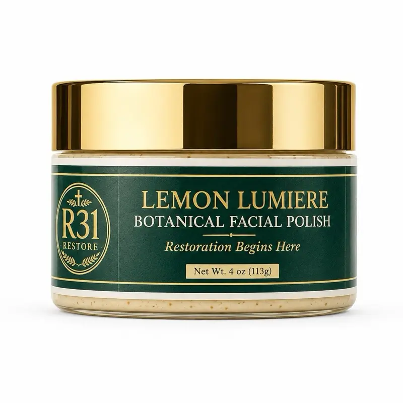 Lemon Lumiere Botanicals Rich Gentle Rice Cream Facial Polish, Nourishing Skincare Face Scrub, Lavender Tea