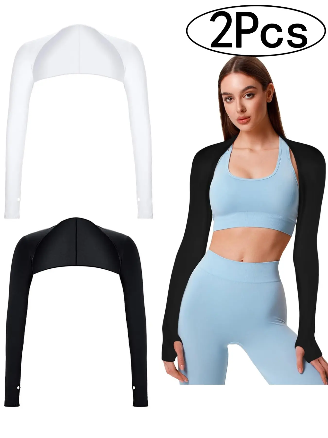 2Pcs-Sun Protection Shawl Sleeve Covers Summer Sports High Stretch Quick Dry Breathable Shoulder Sleeves Outdoor Cycling UV Arm Sleeves Unisex