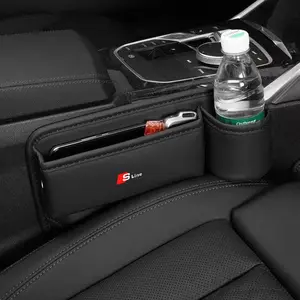 Leather Car Seat Gap Organizer, Multifunctional Console Side Storage Box, Compatible with Audi Models, Essential Car Accessory
