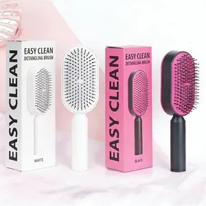 1pc Self-Cleaning Detangling Hair Brush – Push-to-Clean One-Button Hair Release, 3D Air Cushion Scalp Massage, Wet & Dry Styling Comb for Long, Curly & Straight Hair, Unisex, Multi Purpose Brush, Versatile Hair Types, Detangler Brush