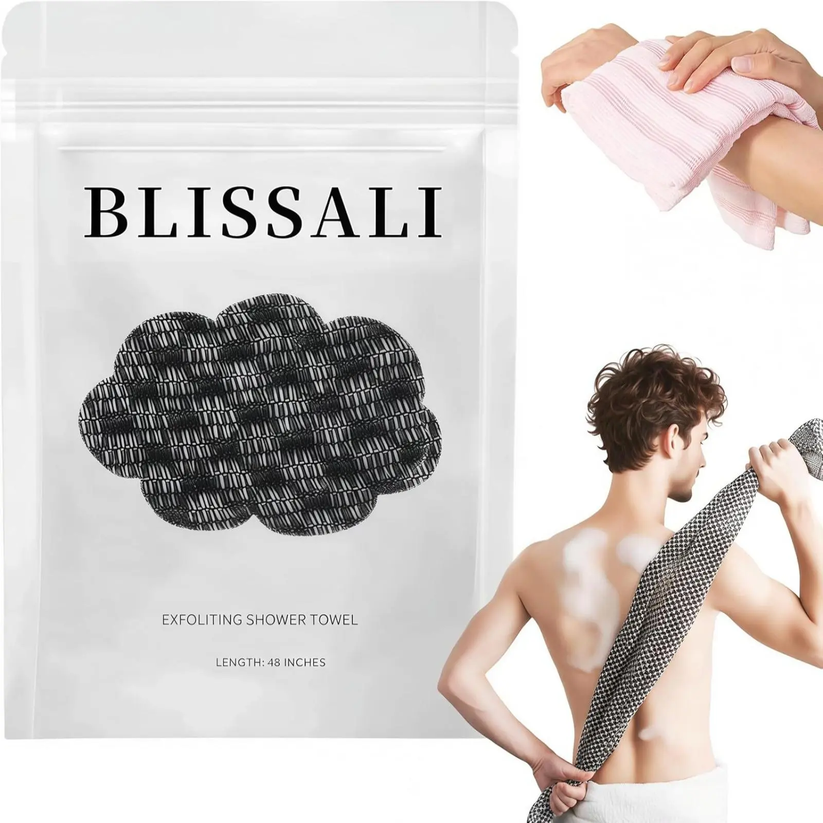Exfoliating Bath Towel, Premium Scrubbing Washcloth Suitable for Body and Face, Double-sided Body Scrub with Bubble Pore-cleansing Towel Suitable for All Skin Types, Exfoliating Bath Tool, Body Scrubber, Bath Accessories