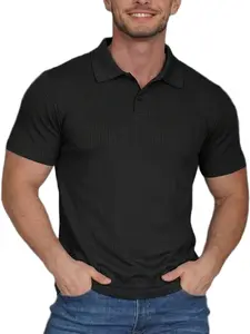 Muscle Cmdr Men's POLO Shirt Slim Muscle Polo Shirt Short Sleeve Elastic Quick Dry T-Shirt Casual Golf Sports T-Shirt Summervibes fathers day gift ideas Fathersdaygift Ribbed Polo blue collar men gifts polo shirt