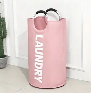 90L Duty Collapsible Laundry Basket with Aluminum Handle - Tear-Resistant, Water-Repellent Foldable Clothes Storage Bin for Laundry Room, Dorm Organization