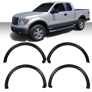 4PC Matte Black Factory OE Style Fender Flares Set Fit for 2009-2014 Ford F150 Styleside 67.0" 78.8" 97.4" Bed, Injection Molded Truck Wheel Well Guards