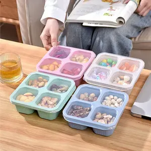 Portable Food Storage Box Set, Food Storage Kit, 4grids Leakproof Design, Ideal for Meal Prep & Travel, Durable Plastic Material, Perfect for Daily Use, Snack Container