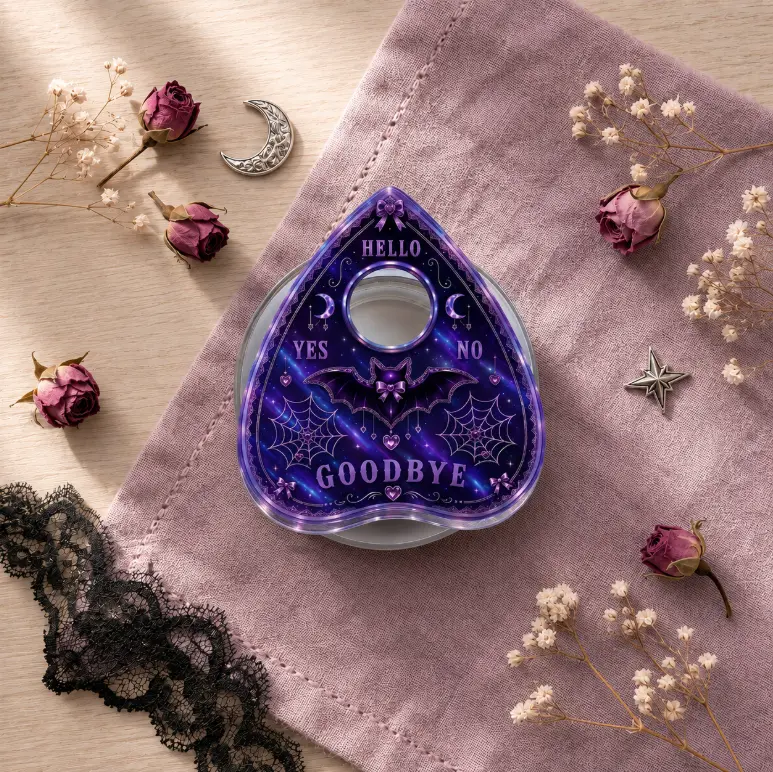 Magnetic Phone Grip Purple Planchette Design, Spooky Bat Galaxy Phone Stand Holder, Witchy Removable Magnet GripTok For Iphone Android