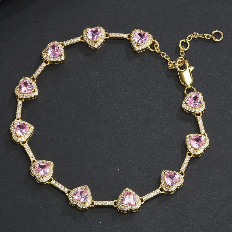 Mother's Day Gift Pink Heart Design Anklet, Fashionable Adjustable Anklet for Women & Girls, Trendy All-match & Exquisite Jewelry for Birthday Gift, Fashionable Trendy Jewellery, Trendy Fashionable Accessories, Wearable Jewelry