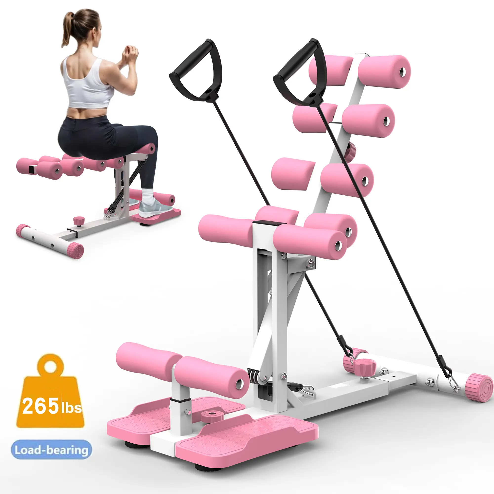 Ergonomic Deep Squat Machine with Squat Assist for Full Range Core Workout - Compact Exercise Machine for Legs and Glutes, Durable 300lb Frame, Home Fitness Equipment, Resistance Band Workout, Home Gym Kit, Legs Workout