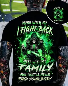 Chaosmoda Generation X Mess With Me I Fight Back Mess With My Family Custom Year Skull T-shirt