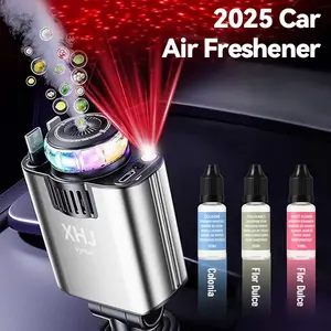 2025 Multifunctional Car Charger & Aroma Diffuser with Starry Sky Ceiling Light, Retractable Charging Cable, 3 Fragrance Options, User-Friendly Design Christmas Gifts Aromatic Citrusy Scent Car Interior Accessories