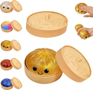 Giant Dumpling Squishy, 2026 New Expressive Big Bun Squishy Stress Relief Ball, with Steamer Box for Stress Relief